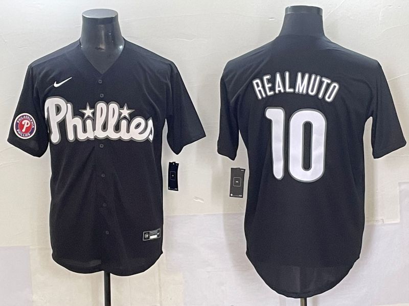 Men 2025 Philadelphia Phillies #10 Realmuto Black Fashion Nike MLB Jersey style 7095